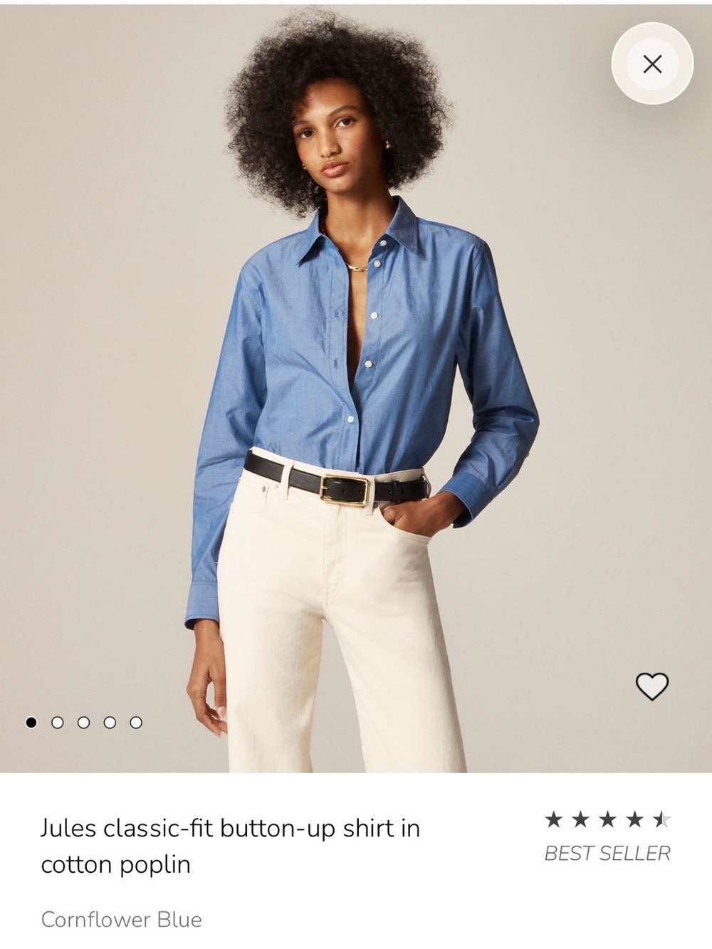 NWT J Crew Retail Jules Classic Fit Shirt in Cotton Pop
Cornflower Blue. Size 14